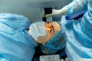 patient undergoing cataract surgery